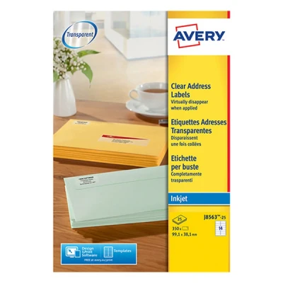 Image de Étiquette adresse transparente Avery Impression jet d&#039;encre