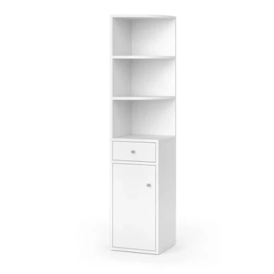Afbeelding van Vicco Hoekplank &quot;Larry&quot;, wit, 30 x 135,5 cm met deur en lade
