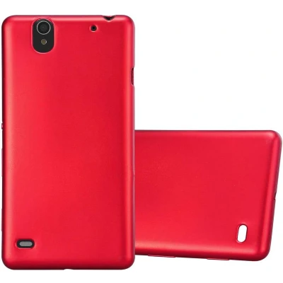 Afbeelding van Cadorabo Hoesje geschikt voor Sony Xperia C4 in METALLIC ROOD Beschermhoes gemaakt van flexibel TPU silicone Case Cover