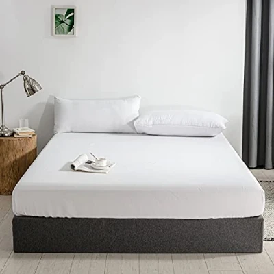 Image de Good Nite Drap housse 120 x 200 cm en polyester blanc 30 Extra profond Doux et respirant Lavable machine
