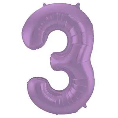 Afbeelding van Folie ballon cijfer 3 Mat Paars Metallic 86cm