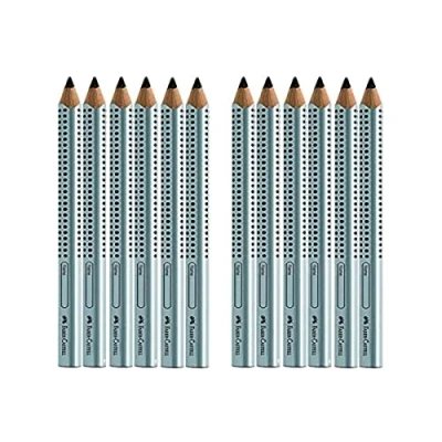 Afbeelding van Faber Castell Jumbo Grip potloden, zilverkleurig, 12 stuks
