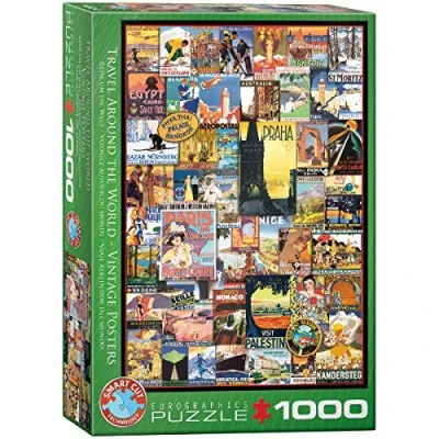 Image de Puzzle Eurographics Voyage autour du monde Affiches vintage, 1000 pièces