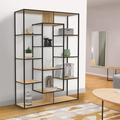 Image de Etagère bibliothèque DETROIT avec 11 compartiments design industriel H.143 cm