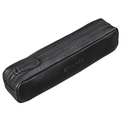 Afbeelding van STILORD &#039;Preston&#039; Leren Etui pennenetui Vintage Pen Ronde Pouch Pennenhouder School Potloden voor Mannen Vrouwen Echt Leer Kantoor, zwart., stijl