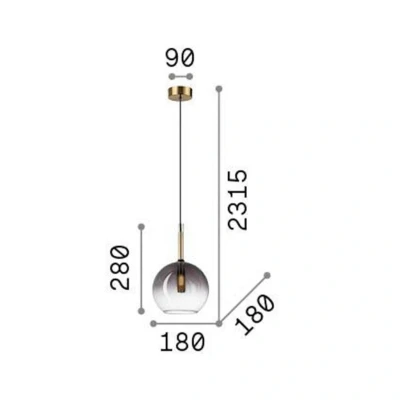 Afbeelding van Ideal Lux Empire Sfera hanglamp, glas helder/rookgrijs