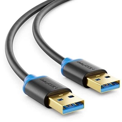 Afbeelding van deleyCON 0,5m USB 3.0 Super Speed Kabel A Stekker naar Overdrachtsnelheden tot 5Gbp/s Zwart/Blauw