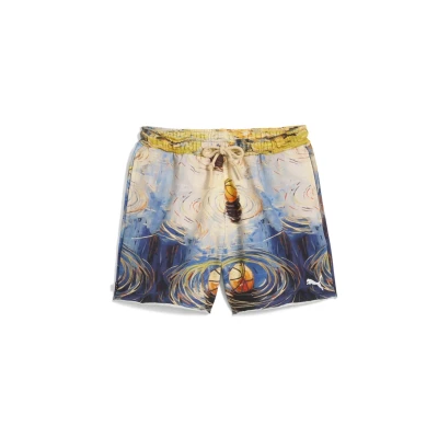 Afbeelding van Puma Dylan Exhibit Terry Basketball Korte broeken Vivid blueaop, Heren, Maat: Medium, blue aop