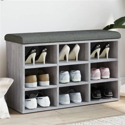 Afbeelding van Schoenenbank 82x32x50 cm bewerkt hout grijs sonoma eikenkleurig