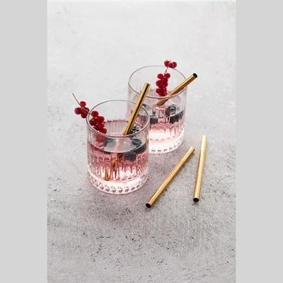 Afbeelding van Point Virgule Cocktailrietjes X 4 Uit Rvs Goud