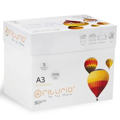 Afbeelding van Ofituria 2500 vellen A3 multifunctioneel papier voor printers en kopieerapparaten, wit, werkomgevingen thuisgebruik, 80 g/m²