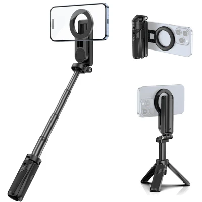 Afbeelding van Ulanzi JJ03 Pocket Selfiestick statief Magnetisch met afstandsbediening Telefoonstatief iPhone Smartphone grip voor Zwart