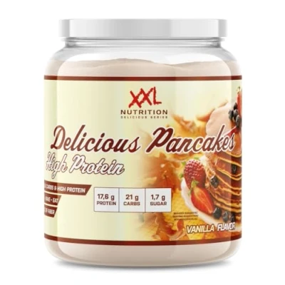 Afbeelding van XXL Nutrition Delicious Pancakes Vanille Smaak Zachte &amp; Luchtige Pannenkoeken Hoog in Eiwit Complexe Koolhydraten Whey Protein 1000 Gram