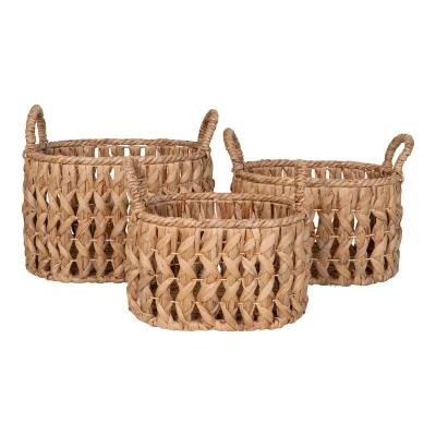 Afbeelding van Balerma Basket with handles, water hyacinth, natural, set of 3