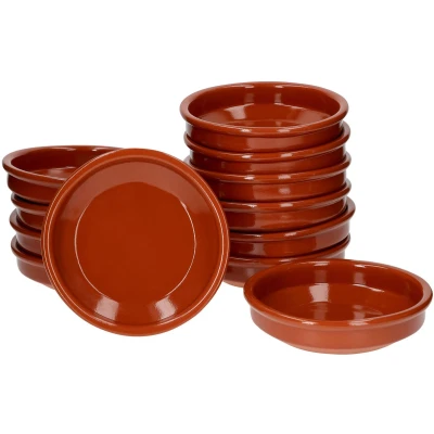 Afbeelding van MamboCat Cazuela Bruno Set van 12 kleikommen I Diameter 16 cm Maat M Mediterraan Geglazuurd Uniek Handgemaakt Antiek/Vintage Middeleeuwen Viking