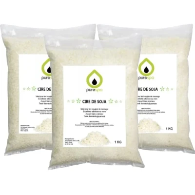Afbeelding van Purespa Sojawas, wit, natuurlijk, milieuvriendelijk, 3 kg, vlokken, premium was, productie van kaarsen, cosmetica, x 1 kg