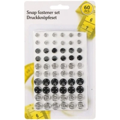 Afbeelding van Lifetime Drukknoppenset Zwart / Zilver 60 Delig