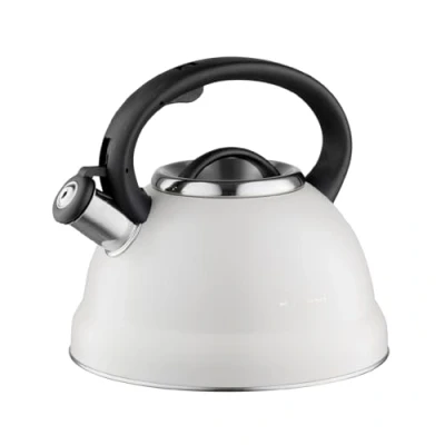 Afbeelding van FLORINA waterkoker van roestvrij staal (2,1 l) I JACOB fluitketel handvat bakeliet niet elektrische inductie, gas voor thee en koffie kleur: beige