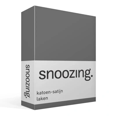 Afbeelding van Snoozing Katoen satijn Laken Lits jumeaux 280x300 cm Antraciet