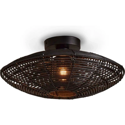 Afbeelding van GOOD&amp;MOJO Plafonniere Tanami Rotan Zwart Ø40cm