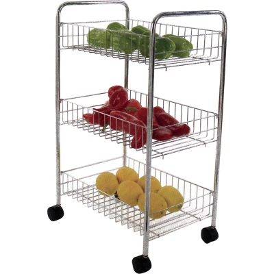 Afbeelding van MSV Keuken/badkamer trolley rvs metaal zilver met wielen 41 x 26 63 cm