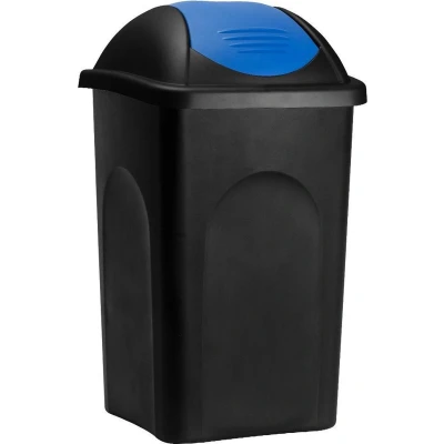 Afbeelding van Deuba Vuilnisbak met Klapdeksel 60Liter Kunststof Zwart Blauw