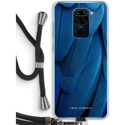 Afbeelding van Case Company® hoesje met Koord geschikt voor Xiaomi Redmi Note 9 Pauw Telefoonhoesje Zwart Bescherming aan alle Kanten en Over de Schermrand