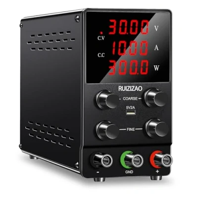 Afbeelding van RUZIZAO Verstelbare 30 V 10 A laboratoriumvoeding: variabele laboratoriumvoeding, schakelvoeding, gereguleerd 4 cijferig lcd display, hoge precisie, 5