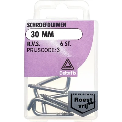 Afbeelding van Schroefduimen 30mm rvs 6st Deltafix