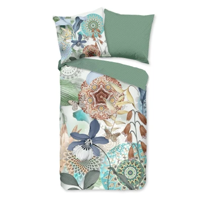 Afbeelding van Luxe Satijnen Dekbedovertrek 155x220 cm Mandala&#039;s en Bladeren Print Multi 1 Persoons 100% Katoen Satijn
