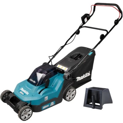 Afbeelding van Makita Accu Grasmaaier DLM382Z Zonder en Lader Snijbreedte: 38 cm Snijhoogte: 20 75 mm Grasopvangbox: 40 L 16,8 kg 18 V Blauw/Zwart