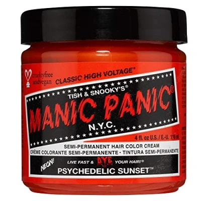 Image de Manic Panic Psychedelic Sunset Classic Crème, teinture capillaire semi permanente orange vegan et respectueuse des animaux, 118 ml