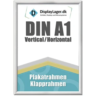 Afbeelding van DisplayLager, Deense kwaliteit A1 wit klapframe met 25 mm aluminium profiel, ontspiegelde beschermschijf, bevestigingsmateriaal