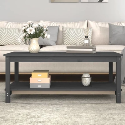 Afbeelding van Salontafel 110x55x45 cm massief grenenhout grijs