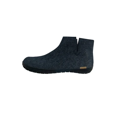 Afbeelding van Glerups Warme Vilten Pantoffel Boot Zwart Rubber Zool