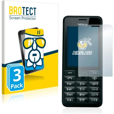 Afbeelding van BROTECT AirGlass kogelwerende glasfolie (3 Stuk, Nokia 301), Smartphone beschermfolie, Transparant