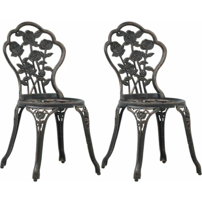 Afbeelding van Bistrostoelen 2 st gietaluminium bronskleurig