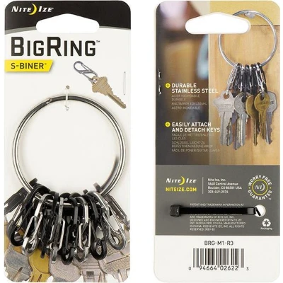 Afbeelding van NITE Ize NI BRG M1 R3 BigRing 8 S Biner Sleutelring met karabijn Zwart, Zilver 1 stuk(s)