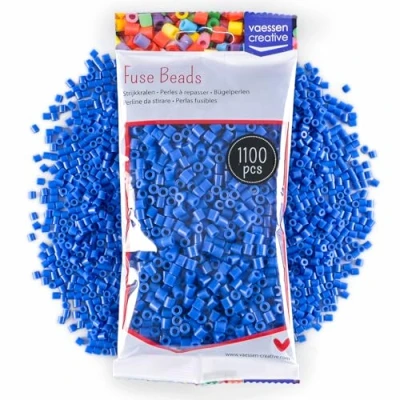 Afbeelding van Vaessen Creative Strijkparels, blauw, 1100 delige set voor kinderen, sieraden maken, decoratie, huis en andere creatieve vrijetijdsideeën, 5 mm