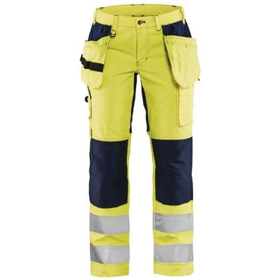 Image de Pantalon haute visibilité stretch femme jaune fluorescent/marine