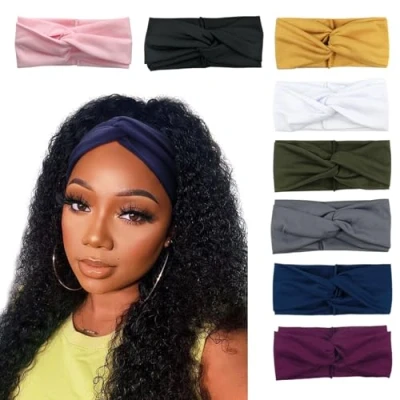 Afbeelding van DRESHOW 8 stuks dames hoofdbanden meisjes vintage hoofdband geknoopt headwraps criss cross haarbanden accessoires
