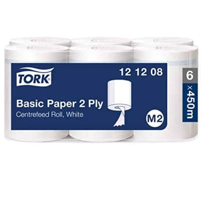 Afbeelding van Tork Basic wispapier voor centrale dispenser wit M2, multifunctioneel wispapier, 6 x 121,5 m, 121208
