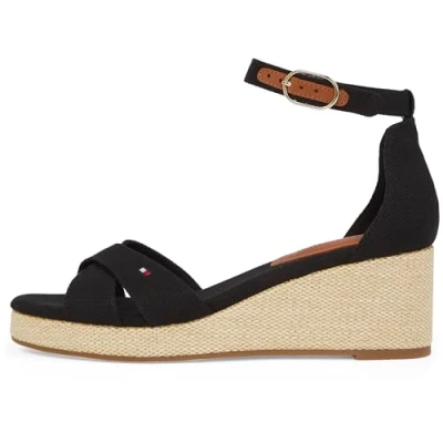 Afbeelding van Tommy Hilfiger Sandalen met sleehak, Dames, Maat: 41, Black Katoen