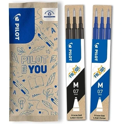 Afbeelding van Pilot set van 2 FriXion Ball 3 navulverpakkingen 1 x zwart, blauw medium punt