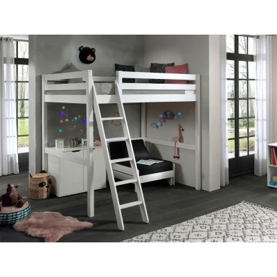 Afbeelding van LUCEVI Pino Mezzanine bed 1400x200 cm + Commode 2 deuren Slaapfauteuil 90x200 Wit