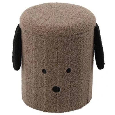 Afbeelding van Opvouwbare poef met opbergruimte, pluche, voor kinderen, hond 28x28x34 cm