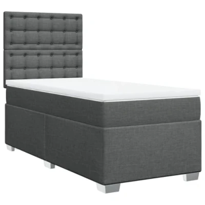 Afbeelding van vidaXL Boxspring met matras stof donkergrijs 90x200 cm