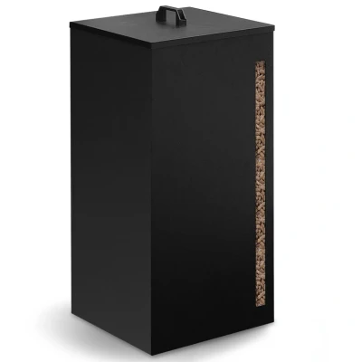 Image de Réservoir à granulés / pellets 4 roulettes avec tamis 30kg noir IDMarket