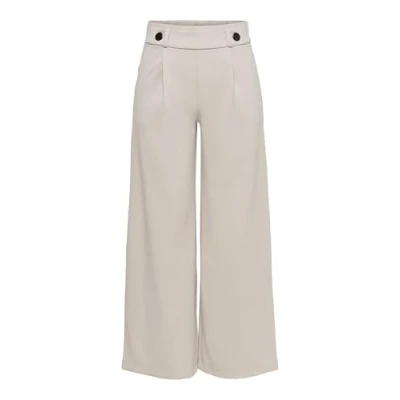 Image de JDY JDYGEGGO Pantalon long JRS NOOS pour femme, Gris château/détail : boutons noirs, taille 34 (Medium), chat/détail noirs., M