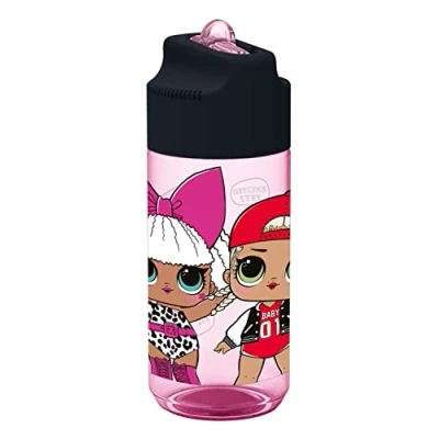 Afbeelding van p:os L.O.L. Surprise! 31947 Surprise drinkfles voor meisjes, transparant met geïntegreerd rietje om op te bergen, kunststof, BPA en ftalaatvrij, 540 ml